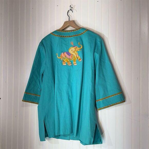 Bob Mackie Wearable Art Elephant Embroidered Tunic Jacket 1X Boho Festival - Picture 4 of 9